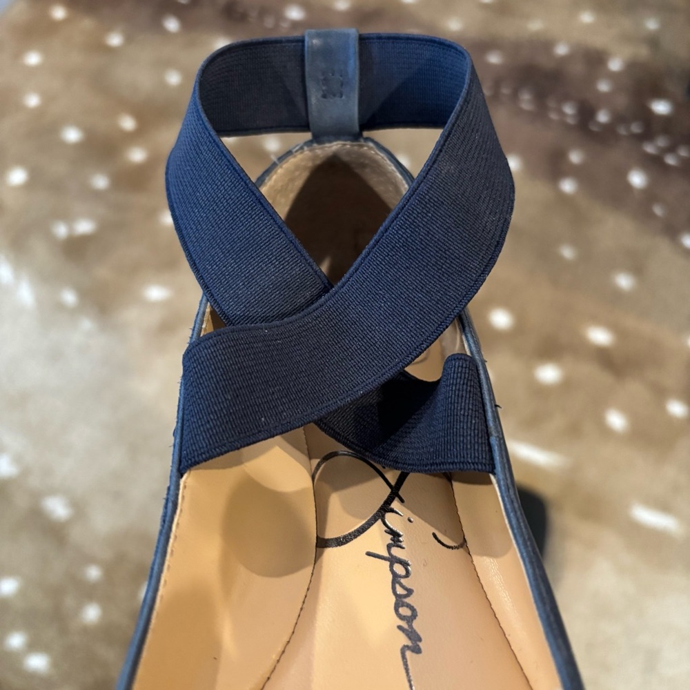 Jessica Simpson Leather Flats w/Elastic Ankle Strap - Picture 6 of 8
